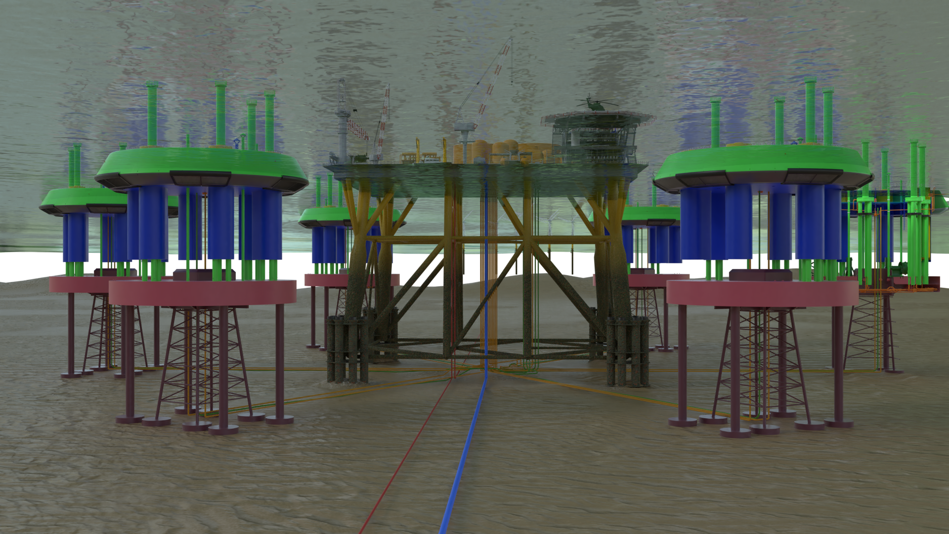 Concept of repurposed offshore infrastructure with ESWave devices