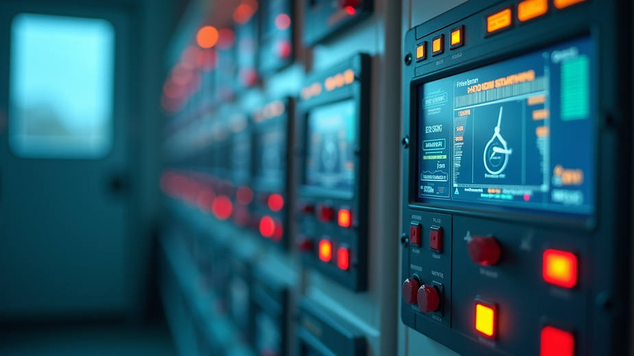 Close-up view of an energy system control panel
