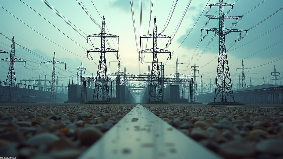 UK electricity substation and power lines